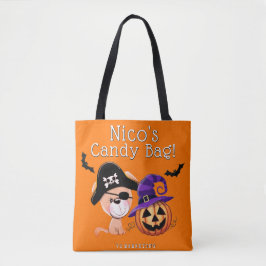 Bolso De Tela Tote de encargo del truco de Halloween o del perro