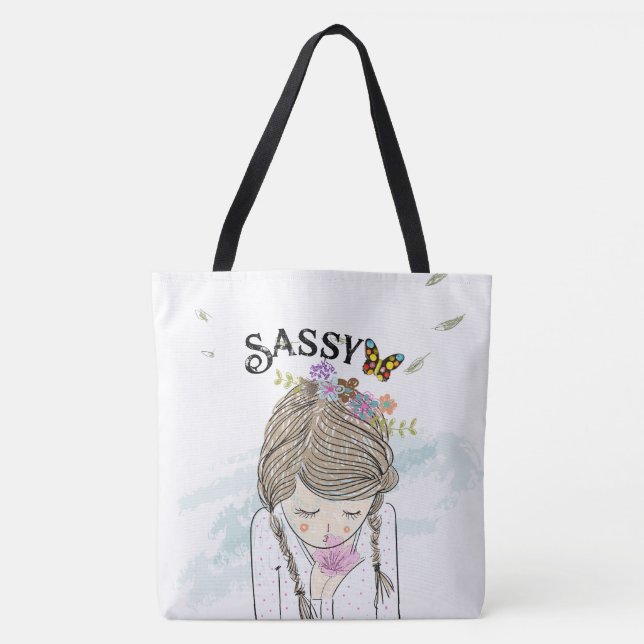 Bolso De Tela Tote de energía chica fácil (Anverso)