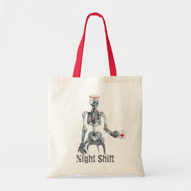 Bolso De Tela Tote de enfermería de turno nocturno (Frente)