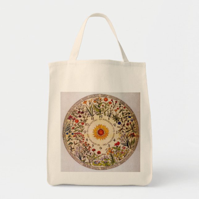 Bolso De Tela Tote de engorde del reloj de flores Blumenuhr (Frente)