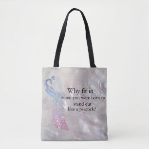 Bolso De Tela Tote de eslogan pavo real
