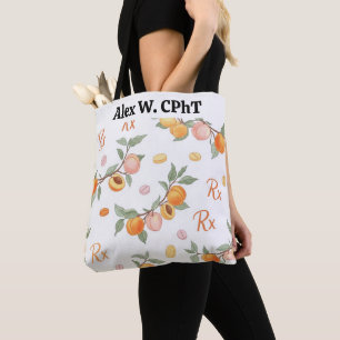 Bolso De Tela Tote de farmacia de melocotones, albaricoques y RX