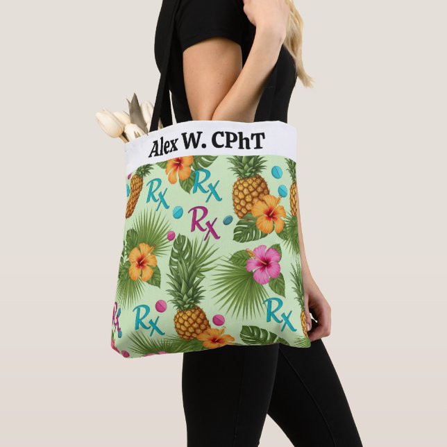 Bolso De Tela Tote de farmacia de piña tropical personalizada y  (Detalle)