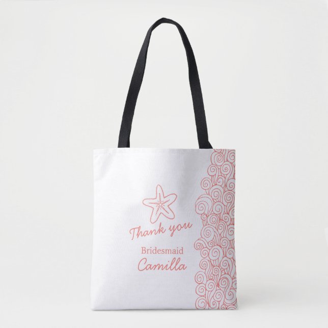Bolso De Tela Tote de favores personalizado de la dama de novia  (Anverso)