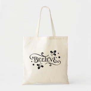Bolso De Tela tote de feriado de Navidades "Believe"