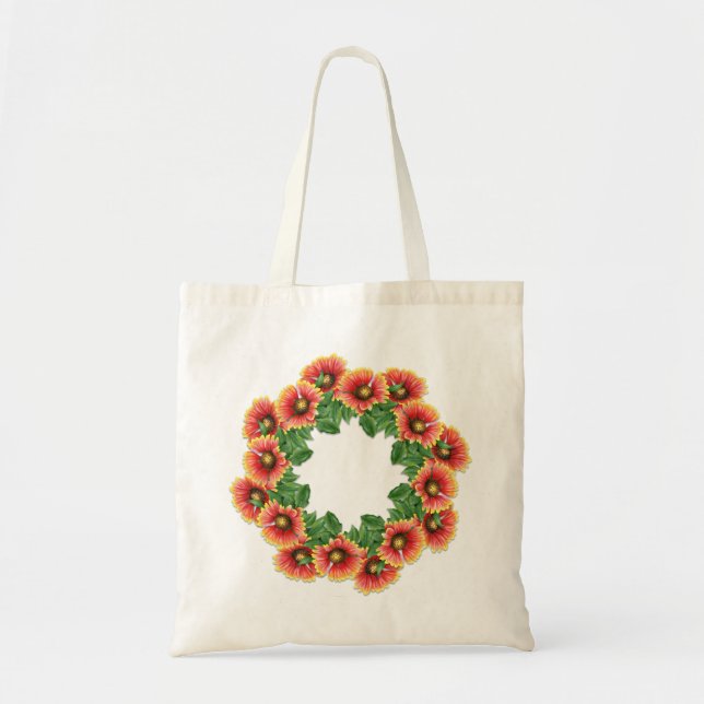 Bolso De Tela Tote de flor de blanco indio (Frente)