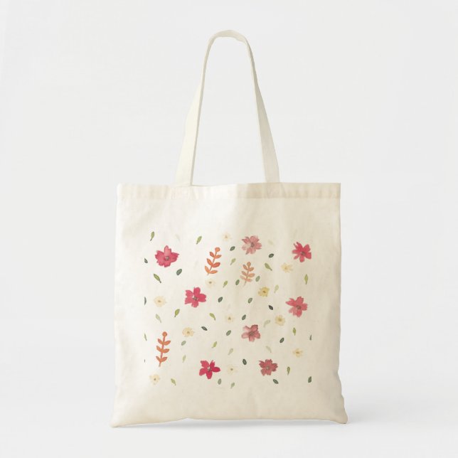 Bolso De Tela Tote de flor rosa (Frente)