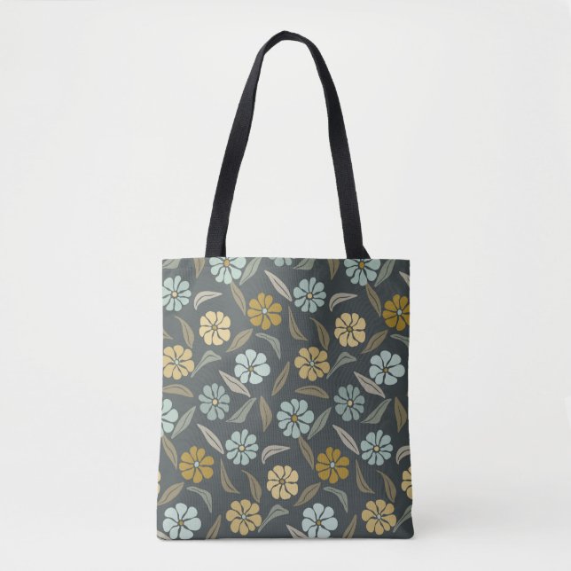 Bolso De Tela Tote de florecimiento botánico verde (Anverso)