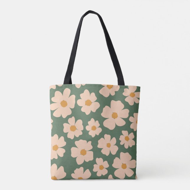 Bolso De Tela Tote de florecimiento verde (Reverso)