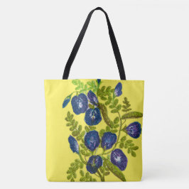 Bolso De Tela Tote de flores azules