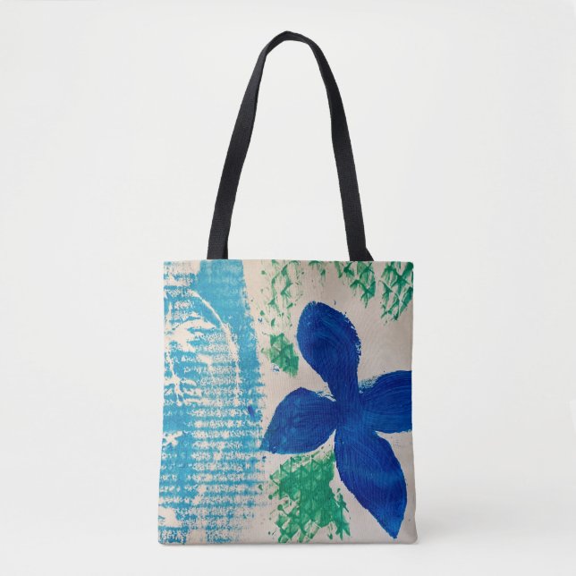 Bolso De Tela Tote de flores azules (Anverso)