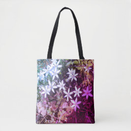 Bolso De Tela Tote de flores blancas y rosas