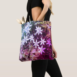 Bolso De Tela Tote de flores blancas y rosas