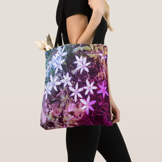 Bolso De Tela Tote de flores blancas y rosas (Detalle)