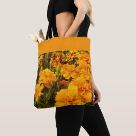Bolso De Tela Tote de Flores Marigold Floral Dorada