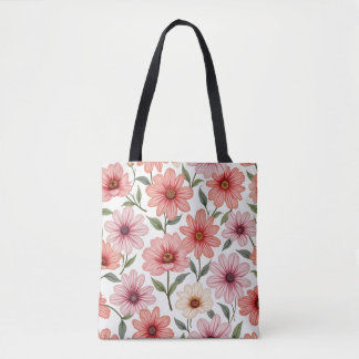 Bolso De Tela Tote de flores uno