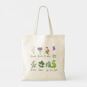 Bolso De Tela Tote de flores y hierbas