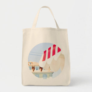 Bolso De Tela Tote de franjas rojas