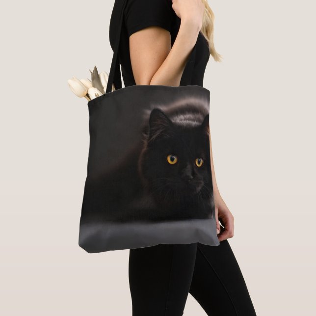 Bolso De Tela Tote de gato negro (Detalle)