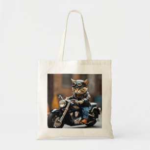Bolso De Tela Tote de gatos de motociclismo caprichoso