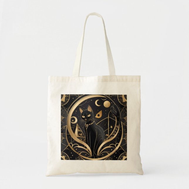 Bolso De Tela Tote de gatos místicos de medianoche (Frente)
