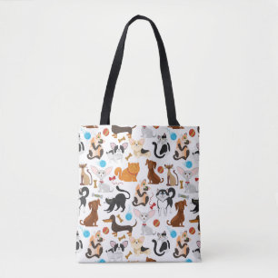 Bolso De Tela Tote de gatos y perros