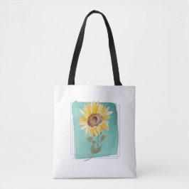 Bolso De Tela Tote de girasol acuarela verde azulada