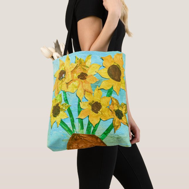 Bolso De Tela Tote de girasoles inspirado en VanGogh de Aspen &  (Detalle)