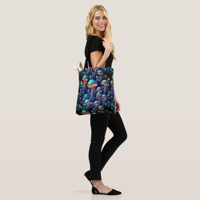 Bolso De Tela Tote de Glow Up con MuShrooms retro (Puesto)