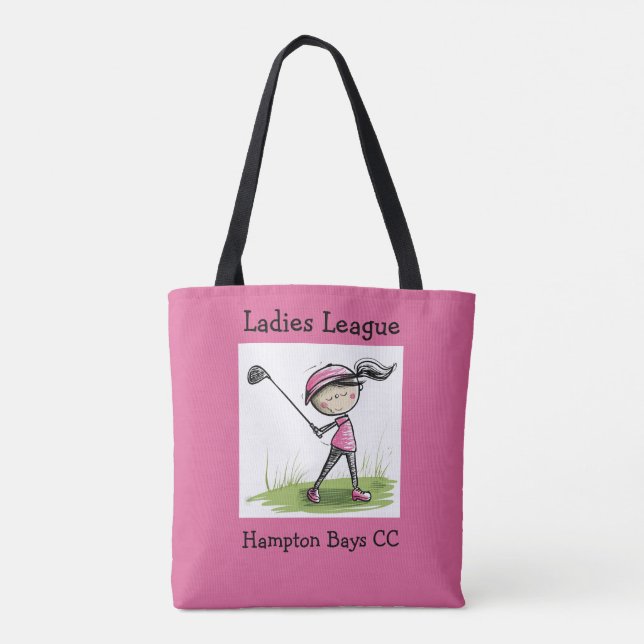 Bolso De Tela Tote de golf de la Liga de las Damas - Personaliza (Reverso)