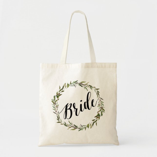 Bolso De Tela Tote de guión de hoja | Novia (Frente)