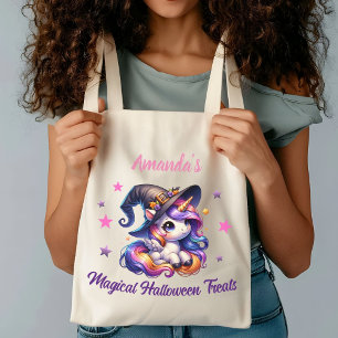 Bolso De Tela Tote de Halloween con unicornio para niños