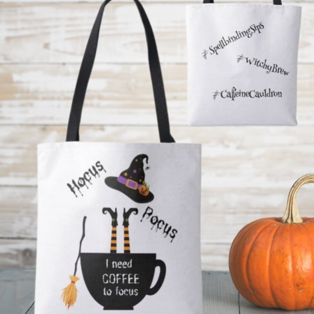 Bolso De Tela Tote de Halloween enfoca el café en Hocus (Subido por el creador)