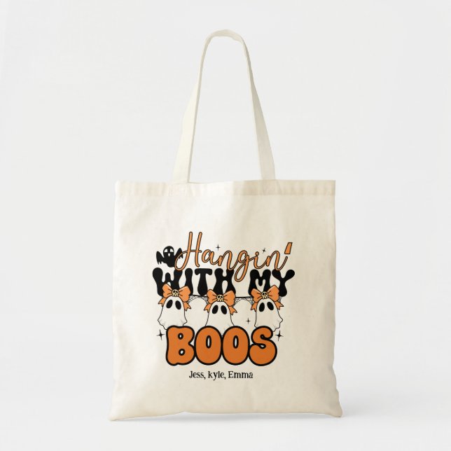 Bolso De Tela Tote de Halloween personalizado - Hangin’ con mis  (Frente)