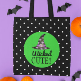 Bolso De Tela Tote de Halloween verde y negro malvado