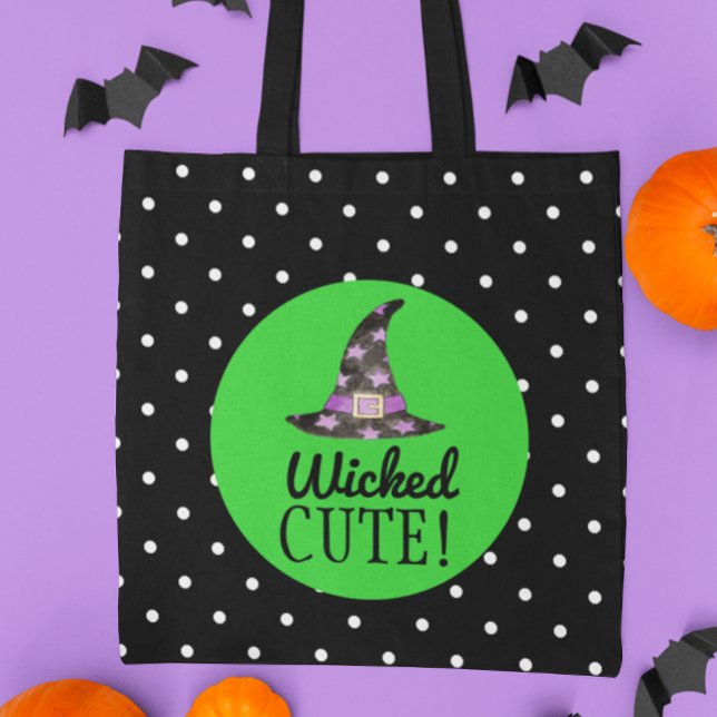 Bolso De Tela Tote de Halloween verde y negro malvado (Subido por el creador)
