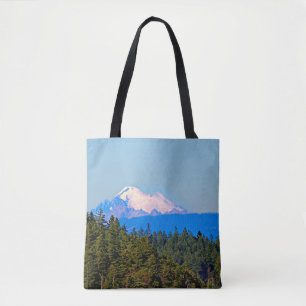 Bolso De Tela Tote de hombro, azul, escena montañosa, nieve