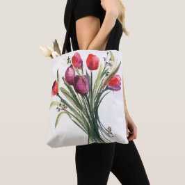 Bolso De Tela Tote de hombro de impresión general de Tulip Bouqu