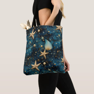 Bolso De Tela Tote de hombro de patrón de pez estrella oceánico