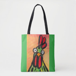 Bolso De Tela Tote de hombro de pollo verde