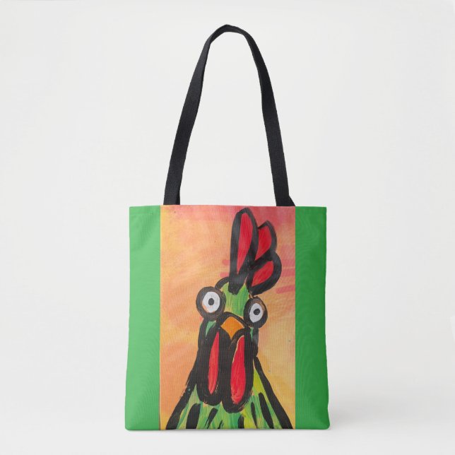 Bolso De Tela Tote de hombro de pollo verde (Anverso)
