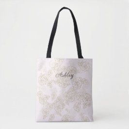 Bolso De Tela Tote de hombro de rosas rosadas personalizado