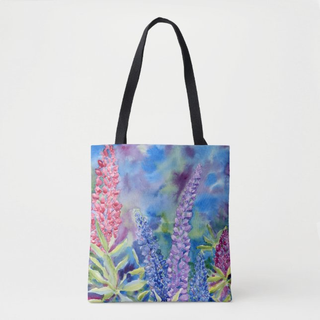 Bolso De Tela tote de Hombro "Mountain Lupines" (Anverso)