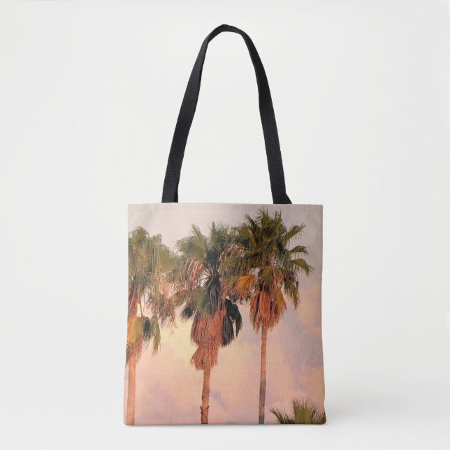 Bolso De Tela Tote De Hombro Tres Palmeras Atardecer (Anverso)