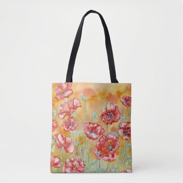 Bolso De Tela tote de hombros "Red Poppies" (Anverso)