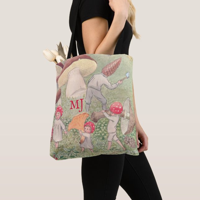 Bolso De Tela Tote de hongos Elsa Beskow Fairytale (Detalle)