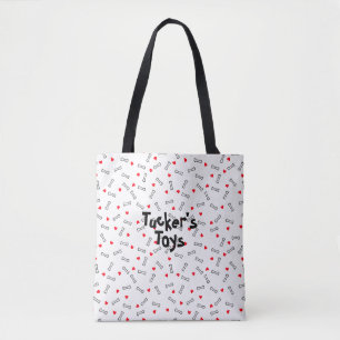 Bolso De Tela Tote de huesos blancos del corazón rojo