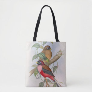 Bolso De Tela Tote de Ilustracion de pájaro de color