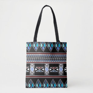 Bolso De Tela Tote de impresión azteca azul