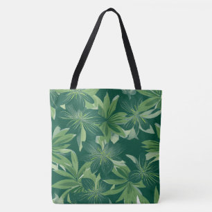 Bolso De Tela Tote de impresión completa de hojas botánicas verd